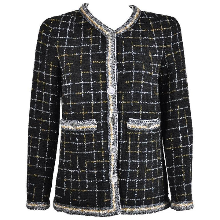 CHANEL LA PETITE VESTE NOIRE TWEED BLAZER SIZE F 42 LADIES