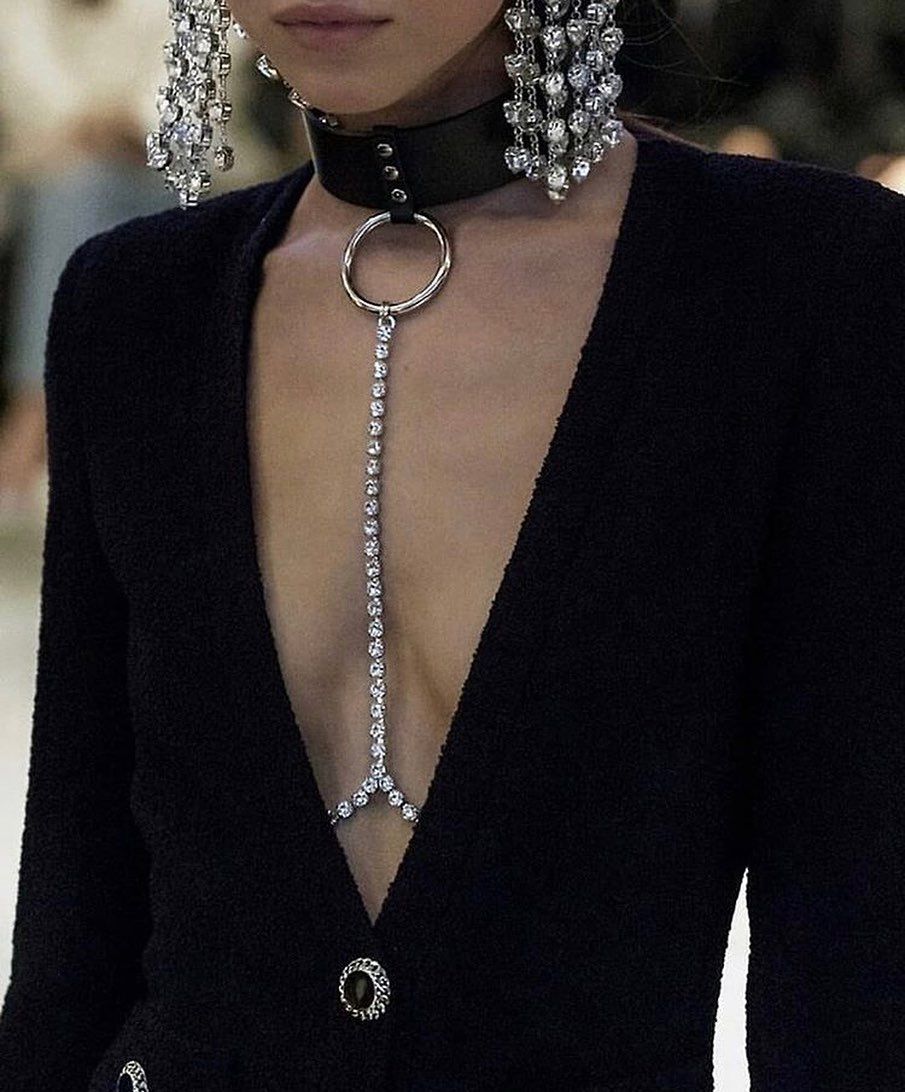 ALESSANDRA RICH Leather Crystal-Embellished Body Chain ladies
