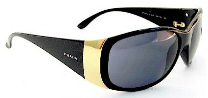 PRADA Womens Vintage 1990'S Sunglasses Black & Gold Square SPR 07G ladies