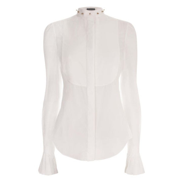 Alexander McQueen 2014 collection White Stud Collar Tuxedo Shirt Size I 42 Ladies