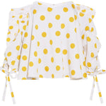 CAROLINE CONSTAS Gabriella off-the-shoulder polka-dot cotton top Size M medium ladies