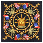 Hermes Carre Hermès Scarf Silk Liberty USA & France National Flag Black 90x90 cm Ladies