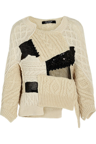 JUNYA WATANABE X COMME DES GARÇONS Patchwork cable-knit wool-blend sweater Small Ladies