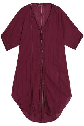 VIX PAULA HERMANNY Solid Braid open knit-trimmed cotton-gauze coverup Ladies