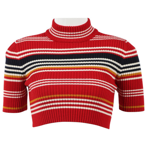 Alessandra Rich Cropped striped merino wool top jumper sweater  Ladies