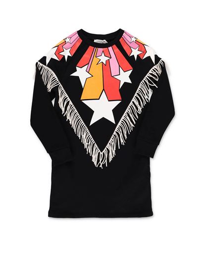 Stella McCartney KIDS Girls' Stars & Fringe Fleece Dress Black Size 6 years children