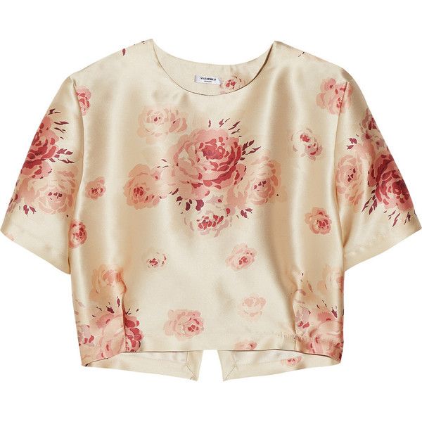 VILSHENKO Helen floral-print satin cropped Blouse Top Size UK 10 US 6 Ladies