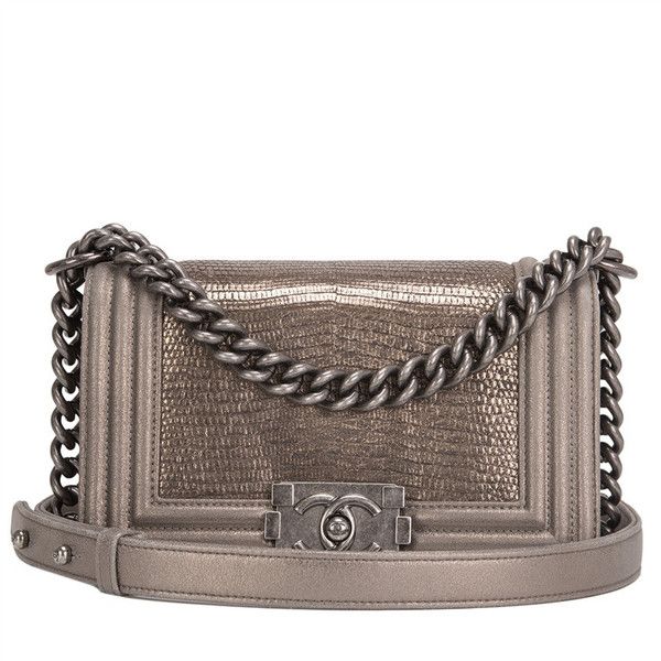 CHANEL Le Boy Metallic Lizard Iridescent Small Flap Bag Handbag in Metallic ladies