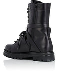 Valentino Garavani Rockstud Black Leather Combat Lace Up Boot Size 39 1/2 UK 6.5 ladies