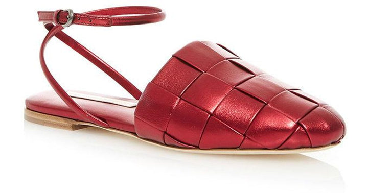 Marco de Vincenzo Red Laminated Nappa Flat Shoes Size 40 US 10 UK 7 LADIES