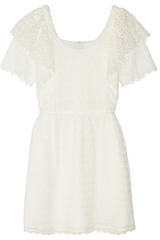 Chlo Chloe White Crocheted lace mini dress Ladies Afashionistastore Chlo Chloe White Crocheted lace mini dress Ladies Afashionistastore