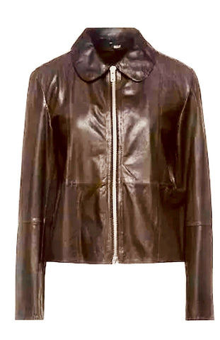 Bully Brown Leather Short Jacket in Brown Size UK 10 US 6  I 42 ladies