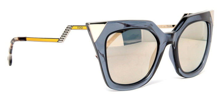 FENDI FF 0060/S MSUMV Blue Clear Stud Tipped Cat Eye Sunglasses ladies