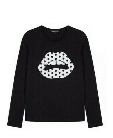 MARKUS LUPFER Lips Black Top Sweater SIZE S small ladies