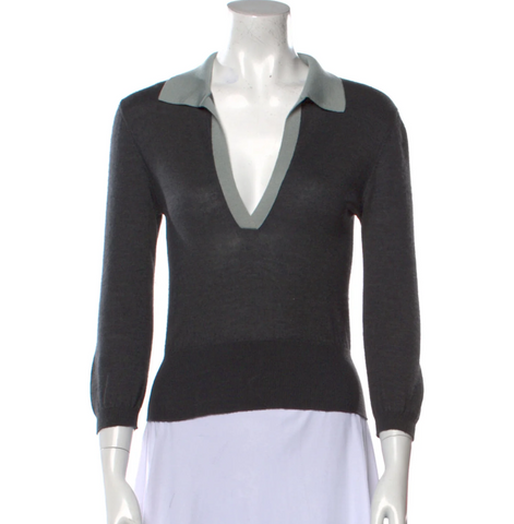 MOST WANTED PRADA  THIN KNIT CROPPED SWEATER JUMPER CASHMERE & SILK SIZE 42 ladies