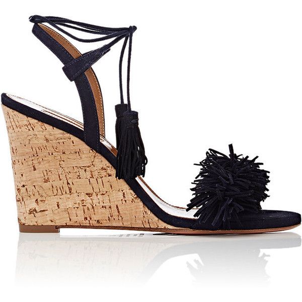 Aquazzura Navy Wild Thing Wedge Sandals Ladies