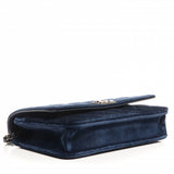 Chanel Velvet Quilted Boy Wallet On Chain WOC Navy Blue Bag Handbag Rare ladies