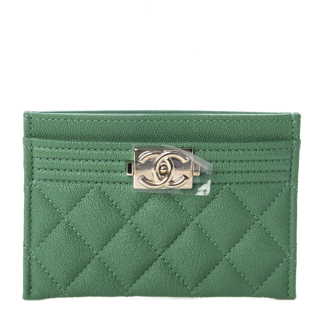 Chanel Boy 2020 Card Holder Quilted Grained Calfskin & Silver-Tone
