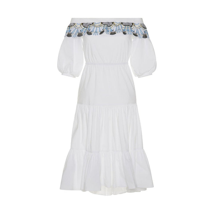 PETER PILOTTO White Off Shoulders Cotton Lace Pallas Dress Size UK 12 ladies