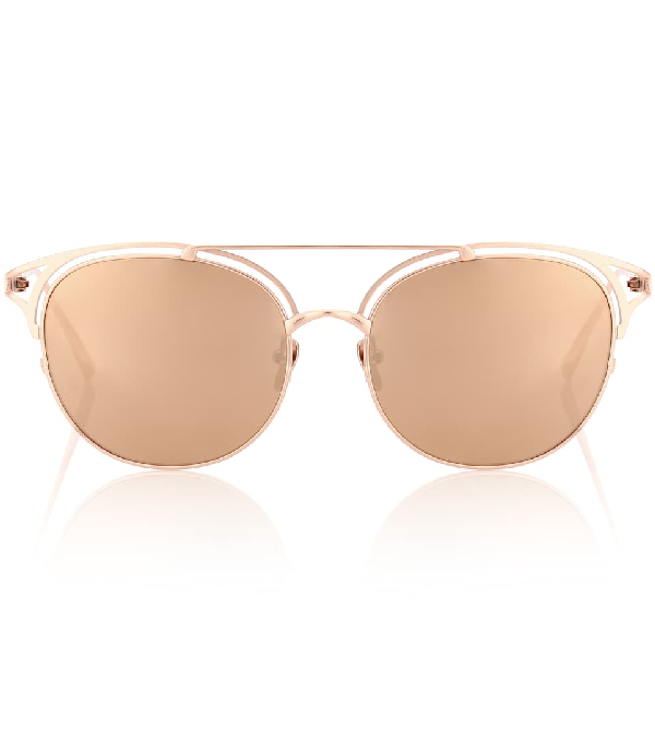 LINDA FARROW Women's Metallic 682 C3 Browline ROSE GOLD SUNGLASSES ladies