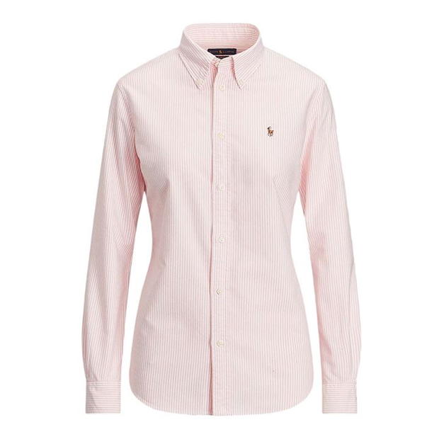 RALPH LAUREN Striped Pink Pony Slim Fit Shirt Size US 2 US 6 XS ladies