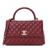 CHANEL Caviar Lizard Embossed Quilted Small Coco Handle Flap Burgundy Bag ladies