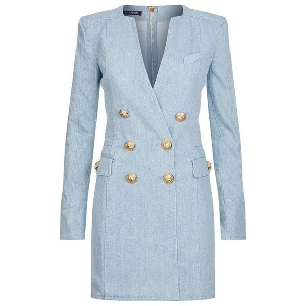 £3,940 SOLD OUT Balmain Denim DOUBLE BREASTED TUXEDO BLAZER DRESS F 38 S small ladies