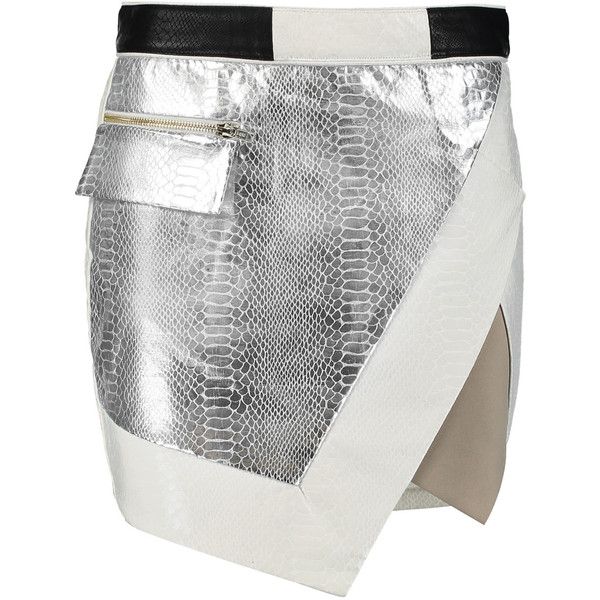 SELF-PORTRAIT Origami Snake-effect Wrap-effect Faux Leather Skirt UK 8 US 4 ladies