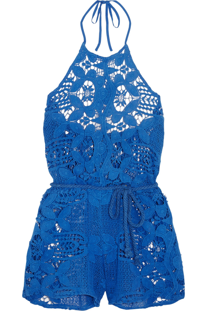 MIGUELINA Harriet crocheted blue cotton playsuit romper Size S small ladies