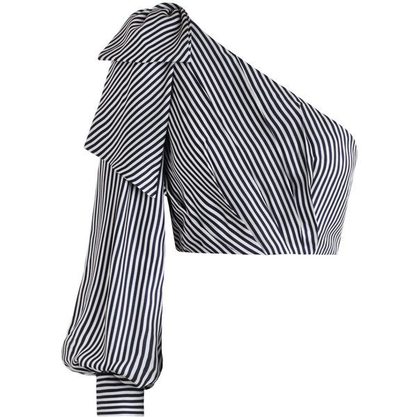 ZIMMERMANN MOST WANTED Maples Bow cropped one-shoulder striped ottoman top Size 0 ladies