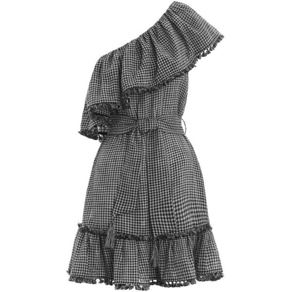ZIMMERMANN MOST WANTED PARADISO GINGHAM LINEN ONE SHOULDER MINI DRESS Size 1 ladies