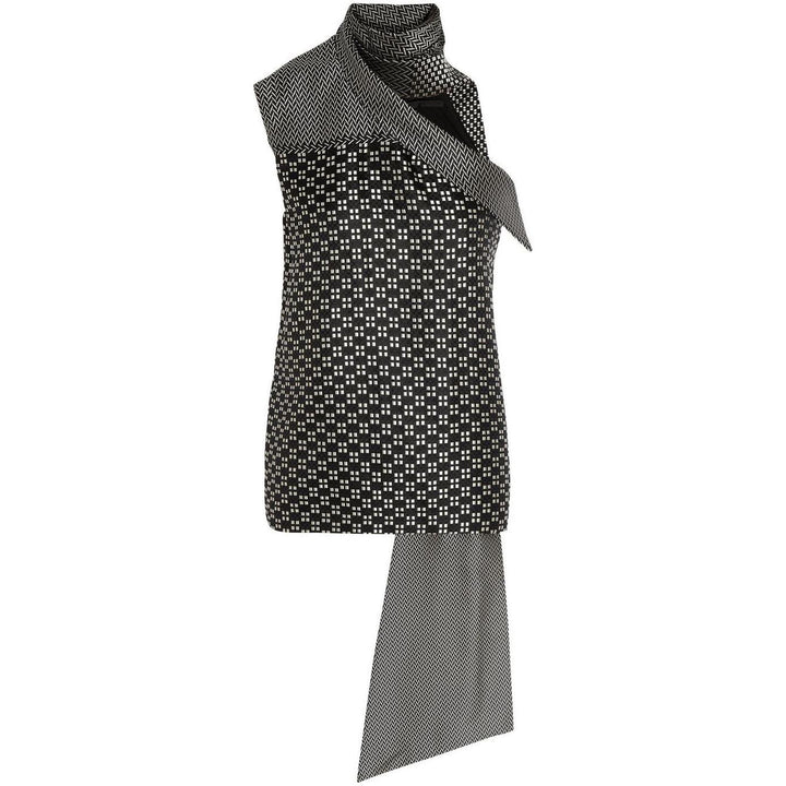Haider Ackermann Gray Silk Jacquard One-shoulder Top F 38 2014 COLLECTION ladies