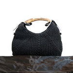 Yves Saint Laurent YSL Black Mombassa Horn Macramé Bag Handbag Ladies