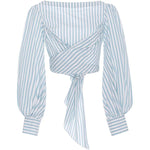 Johanna Ortiz Bahia open-back striped cotton-poplin wrap top Size 0 Ladies