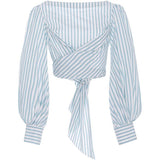 Johanna Ortiz Bahia open-back striped cotton-poplin wrap top Size 0 Ladies