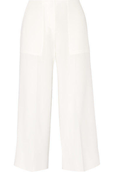 THEORY white Ambrisia cropped crepe wide-leg pants trousers US 2 UK 6 XS Ladies