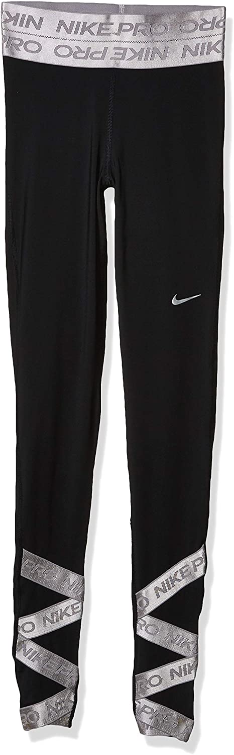 Nike Sportswear Women's 7/8 Tights Black / Metallic Silver Size XS ladies