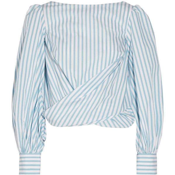 Johanna Ortiz Bahia open-back striped cotton-poplin wrap top Size 0 Ladies