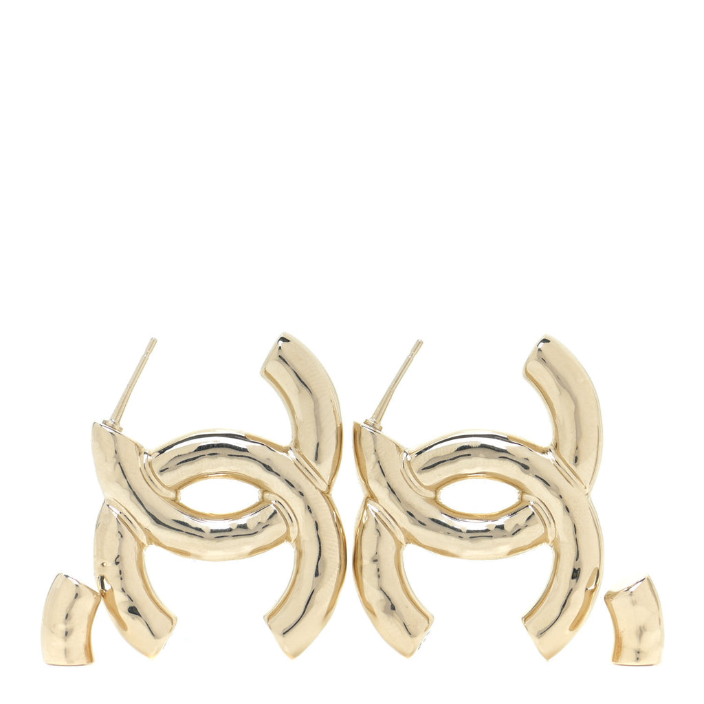 Chanel Earrings CC Logo light Gold Rhinestone A17K 733