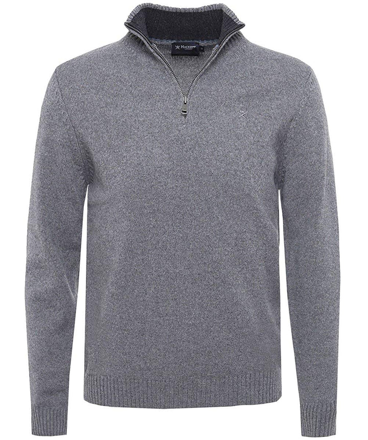 HACKETT LONDON GREY CASHMERE WOOL KNIT HALF ZIP SWEATER JUMPER M MEDIUM MEN
