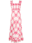 Ganni Runaway Checked Seersucker Midi Dress In Cherry Blossom 38 UK 10 US 6 dress