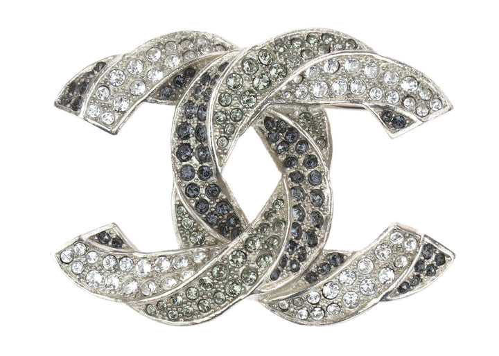 CHANEL Paris Cc Crystals Twist Textured Hardware Brooch 13 grams ladies