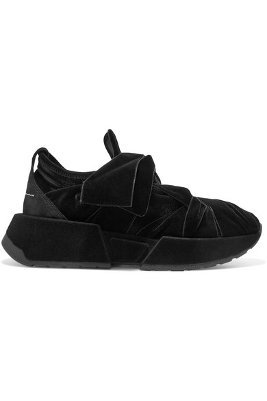MM6 Maison Margiela Black Low Top Sneakers in Black Velvet MM6 Maison Margiela Black Low Top Sneakers in Black Velvet