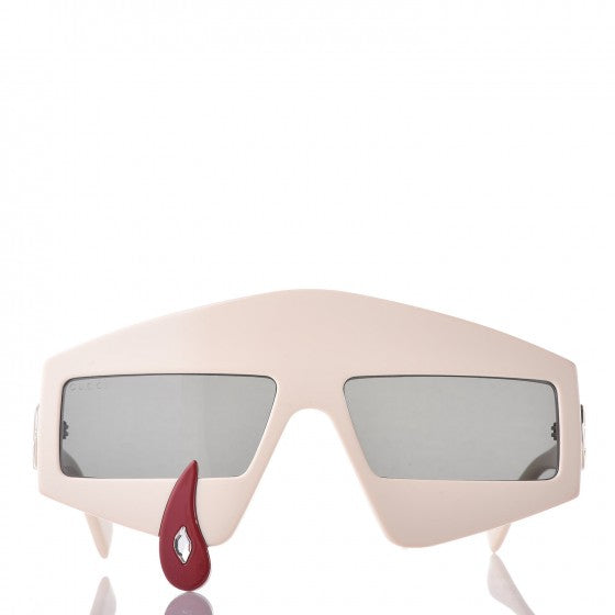 GUCCI Acetate Crystal Hollywood Forever Tear Drop Sunglasses GG0359S Ivory ladies
