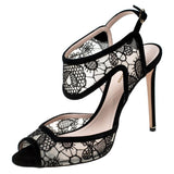 Nicholas Kirkwood Black Lace And Suede Leda Ankle Strap Sandals Size 36 UK 3 US6 ladies