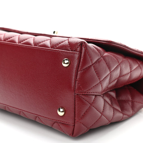 CHANEL Caviar Lizard Embossed Quilted Small Coco Handle Flap Burgundy –  Afashionistastore