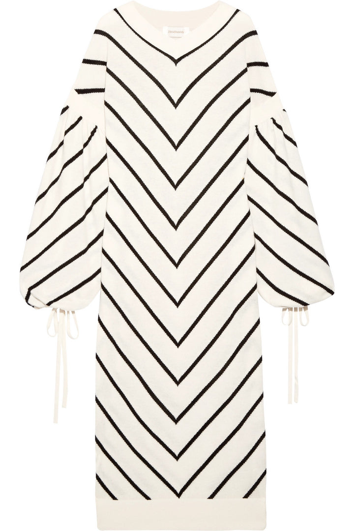 ZIMMERMANN Maples Louche chevron wool and cashmere midi dress  ladies