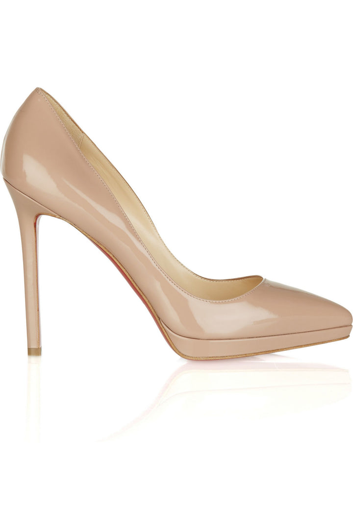 Christian Louboutin Pigalle Plato 120 nude-leather pumps shoes Size 38.5 ladies