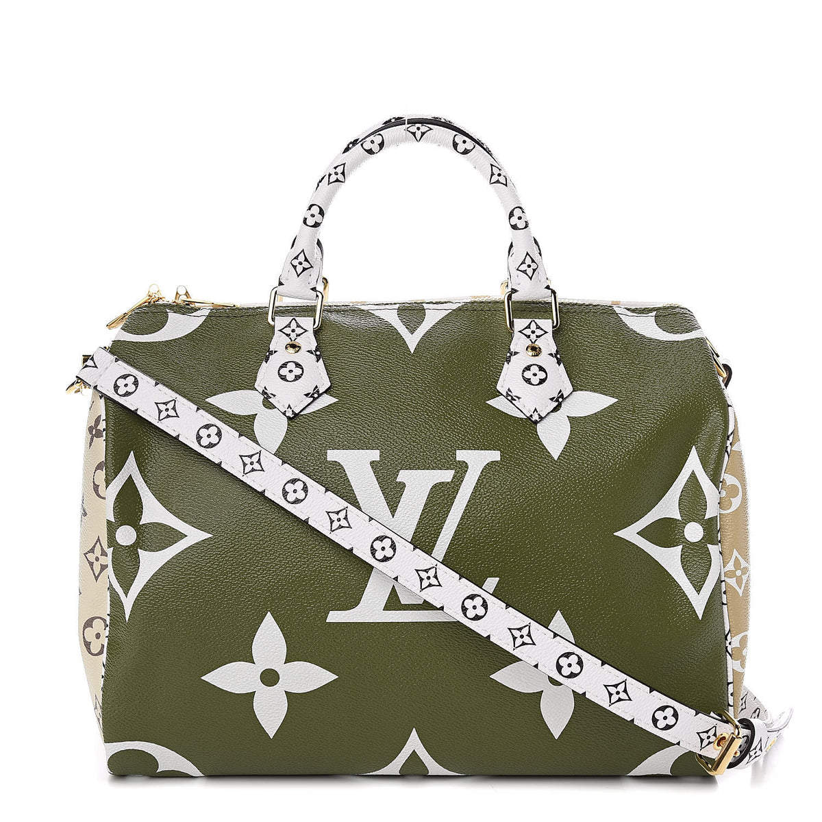 LOUIS VUITTON Monogram Giant Speedy Bandouliere 30 Kaki Creme LIMITED EDITION ladies