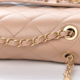 Chanel SOLD OUT Logo Calfskin Quilted Small Enchained Flap Beige Bag Handbag ladies